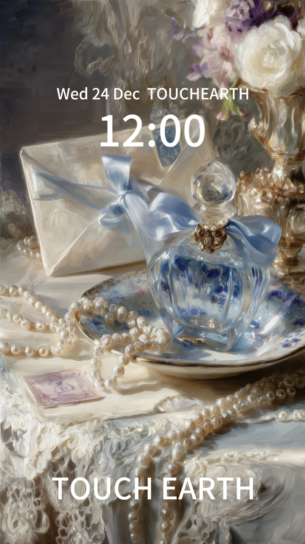 perfume, letter and pearl